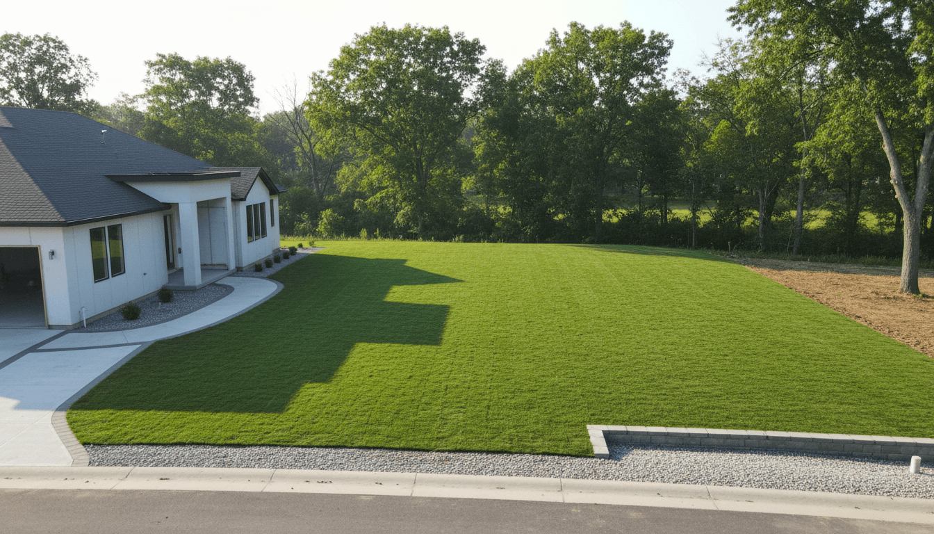 Healthy lawn showing recovery after seasonal aeration and overseeding
