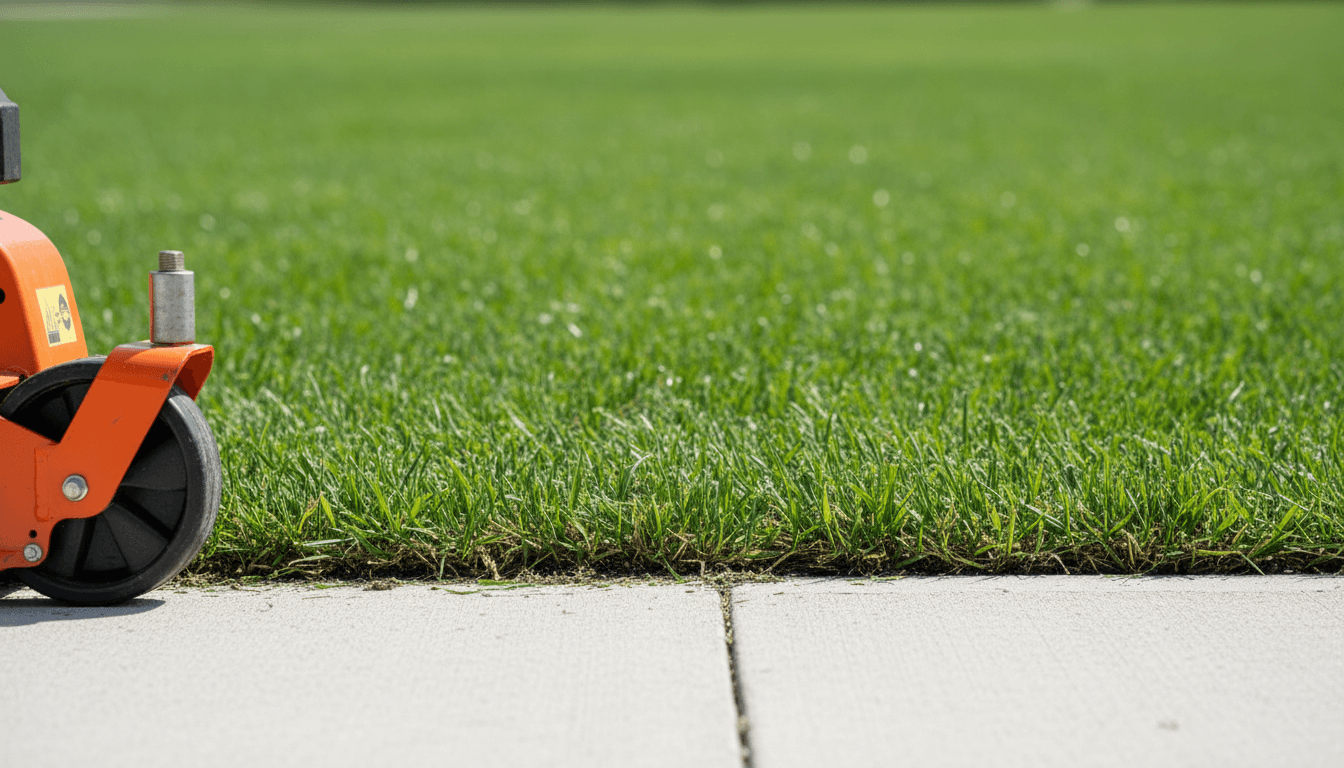 Lush green lawn after spring cleanup with crisp edges